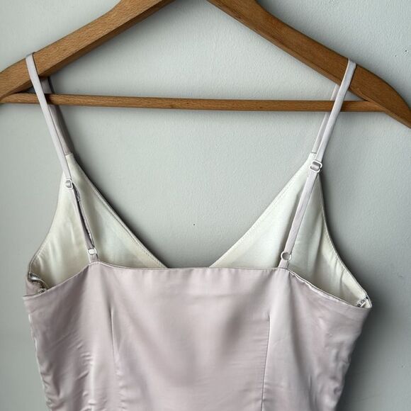 Chi Chi London Satin Evening Dress 'Varsha' in Pale Neutral Champagne - Picture 12 of 14